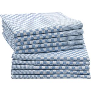 Set van 10 gipsdoeken, 54 x 100 cm, katoen, blauw wit geruit