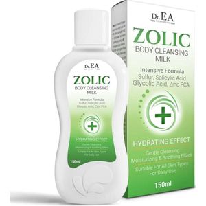 Dr EA Laboratories | Zolic | Body Cleansing Milk | Reinigingsmelk | Anti Acne | Zwavel | Salicylzuur | Glycolzuur |  Zink | Hydraterend en Rustgevend | Alle Huidtypes | Dermatologisch Getest | Pomp | 150 ML