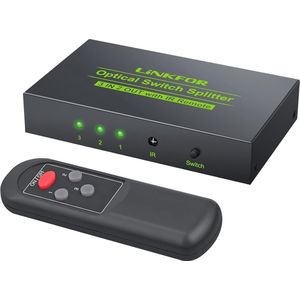 Optische Audio Switch 3x2 Toslink SPDIF met Afstandsbediening - Switch Splitter voor LPCM2.0, DTS, Dolby-AC3
