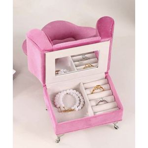 Sieraden doos - Sieraden Box - Sieraden Organizer - Stoel - Roze - Velours