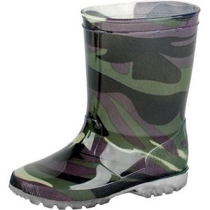 Groene kleuter/kinder regenlaarzen leger - Rubberen leger print laarzen/regenlaarsjes voor kinderen 26
