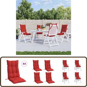 vidaXL Stoelkussens Rood - Set van 4 Hoge Rug Kussen - Kussens - Zitkussen - Stoelkussen