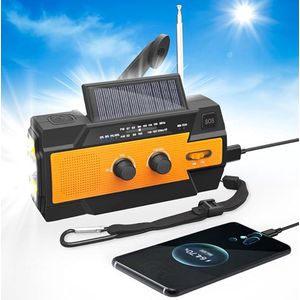 Noodradio 4000 mAh - Solar Opwindbaar - Opwindbare Radio - Survival - Dynamo en Zonnepaneel - Powerbank - Dynamo Radio - Zaklamp - Telefoon opladen