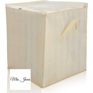 Mrs. Jones Rechthoekig Hoge Kubus Opvouwbare Wasmand Met Handvat Decoratieve Opbergmanden Voor Kleding Speelgoed 40 X 50 X 50 Cm Roze En Wit Framepatroon .