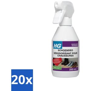HG - Schoendeo - Neutraliseert Zweetgeuren - Gemakkelijk in Gebruik - 250 ml - Bulkverpakking - 20 stuks