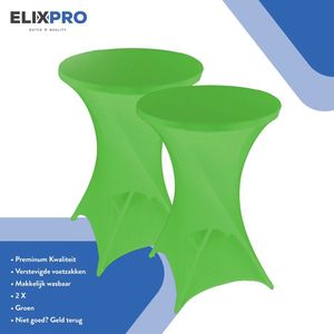 ElixPro - Premium statafelrok groen 2x - ∅80 x 110 cm - Tafelrok- Statafelhoes - Tafelhoezen voor statafel - Staantafelhoes - Extra dik voor een Premium uitstraling