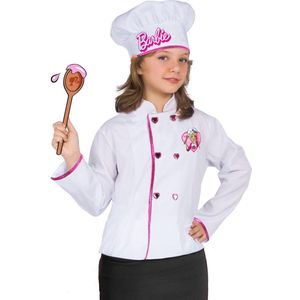 Barbie Verkleedpak Chef Polyester Wit/roze 4 Jaar 2-delig