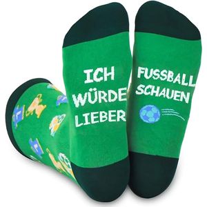 Ik Kijk Liever Voetbal (DUITS) - Heren Sokken - Groen - One Size - Ich Würde Lieber Fusball Schauen - Kado - Kerst - Vaderdag - Verjaardag