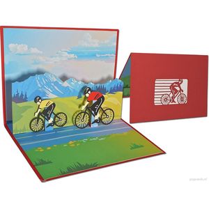 Popcards popupkaarten – Wielrenners op racefietsen – Tour de France, Amstel Gold, Alpe d’HuZes fietsers mountainbikes sport pop-up kaart 3D wenskaart