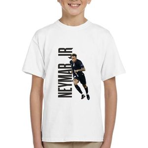 Neymar Jr - Da silva - PSG-Kinder shirt met tekst- Kinder T-Shirt - Wit shirt - Neymar in zwart - Maat 110/116 - T-Shirt leeftijd 5 tot 6 jaar - Grappige teksten - Cadeau - Shirt cadeau - Voetbal - verjaardag