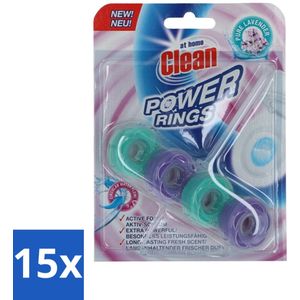 At Home - Clean - Toiletblok - Power Rings - Pure Lavender - Extra Sterk - 1 Blok - Bulkverpakking - 15 stuks