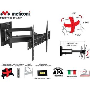 Meliconi - Slimstyle Plus 600SDRP Plus, muurbeugel rotatable voor 50-82'' tv, zwart