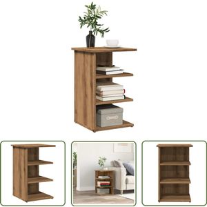 The Living Store Dressoir 35x35x55 cm bewerkt hout artisanaal eikenkleur - Dressoir - Opbergkast - Salontafel - Houten Meubilair - Vintage Stijl