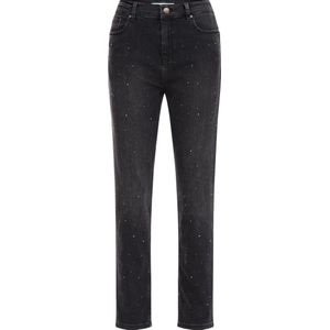 WE Fashion Dames high rise straight fit jeans met comfortstretch en studs