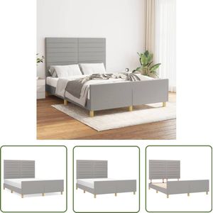 vidaXL Bedframe - Stof - Lichtgrijs - 140x200 cm Comfortabel Bed Frame - Tweepersoons Bed - Bed Frame Grijs - Slaapcomfort - Bed Met Hoofdeinde
