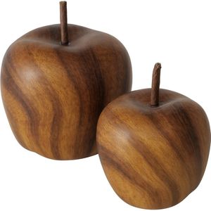 Appel - 2 set - Decoratie - Bruin - Keramiek - 14x11cm.