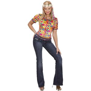 WIDMANN - Hippie t-shirt met bloemenpatroon voor dames - Medium