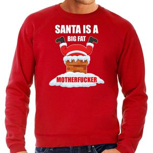 Grote maten foute Kerstsweater / Kerst trui Santa is a big fat motherfucker rood voor heren - Kerstkleding / Christmas outfit XXXL