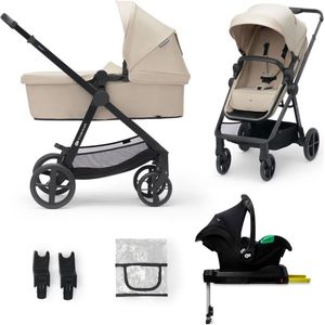 Kinderkraft NEWLY - Kinderwagenset 4in1 - Autostoel I-size met basis - Beige