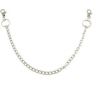 Kasey Broekketting - Sleutelketting - Dubbele Ring - 50 cm - Zilverkleurig - Model 5