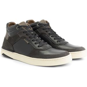 Travelin' Moulton Hoge Heren Sneaker - Leren veterschoenen mannen - Zwart leer - Maat 40