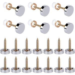 Decoratieve spiegelschroeven met doppen en rubberen stoppen - 16 mm, 20 stuks