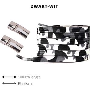 Beste Veters - Veters magnetische - Schoenaccessoires - Veters elastische - Veters camouflage - Veters 100 cm - Veters zwart wit