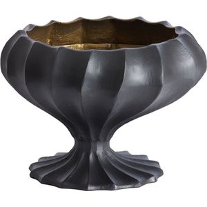 Light&living Pot deco op voet 14x13x10 cm MIKIE mat zwart+antiek brons