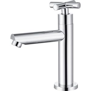 Koudwaterkraan voor badkamer en gastenbadkamer - Verchroomde koudwaterstandventiel met afneembare bubbler