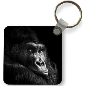 Sleutelhanger - Uitdeelcadeautjes - Gorilla - Aap - Zwart - Wit - Portret - Plastic