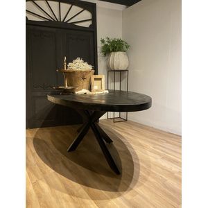 Eettafel ovaal - zwart mango hout - 180 cm