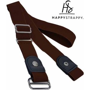 HappyStrappy. Originele Elastische Riem zonder Gesp - Gespvrije Riem - Elastische tailleriem voor Dames en Heren - Donkerbruin