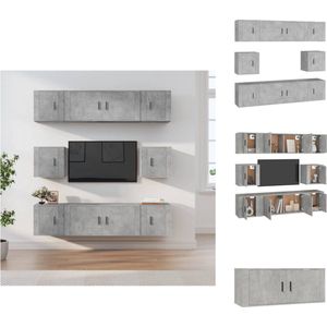 vidaXL TV-meubelset - Betongrijs - 2x 100 x 34.5 x 40 cm - 6x 40 x 34.5 x 40 cm (L x B x H) - Wandgemonteerd - Kast