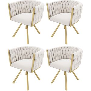 Gotagee Eetkamerstoel fluwelen loungestoelen woonkamerstoelen vrij draaibare stoelen set 4-delige set
