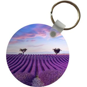 Sleutelhanger - Lavendel - Natuur - Paars - Bomen - Bloemen - Plastic - Rond - Uitdeelcadeautjes