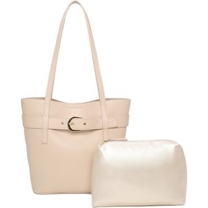 Ines Delaure - Hippe tas in tas handtas - 2 tassen voor 1 - beige
