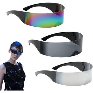 Futuristische zonnebrillen pack van 3 grappige feestbrillen voor Halloween cosplay - Alien-stijl, kleurrijk design