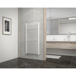 Schulte EP6612160 04 designradiator 120 x 60 cm MIAMI, 753 Watt, met verwarmde handdoekhouder voor het drogen van de handdoek, alpine-wit, radiator voor de badkamer, keuken of voor het verwarmen van een ander vertrek in de woning