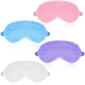Pluche Slaapmasker voor Kinderen en Vrouwen - Satijnen Oogmasker voor Meisjes - Verduisterend en Zacht - 4-pack (Stijl A)