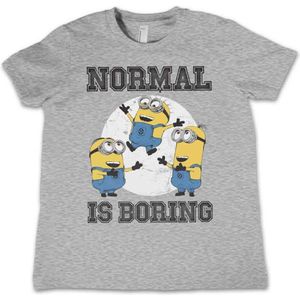 Minions Kinder Tshirt -Kids tm 6 jaar- Normal Life Is Boring Grijs