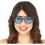 Guirca Carnaval/verkleed party bril Aviator - blauw - volwassenen - Voor bij een verkleedkleding kostuum - verkleedbrillen