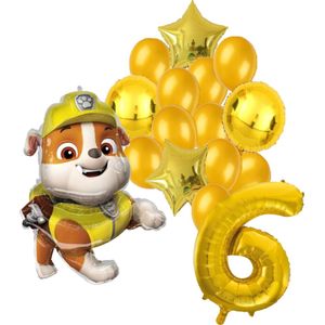 Paw Patrol Rubble ballonnen pakket - 64x81cm - 6 jaar - Folie Ballon set - Themafeest - Verjaardag - Ballonnen - Versiering - Helium ballon