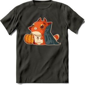 Graaf Dracula kat T-Shirt Grappig | Dieren katten halloween Kleding Kado Heren / Dames | Animal Skateboard Cadeau shirt - Donker Grijs - L