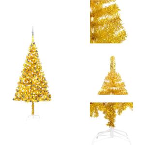vidaXL Goudkleurige Kunstkerstboom 210 cm - LED-verlichting - Met 910 uiteinden - Decoratieve kerstboom