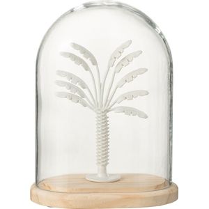 J-Line decoratie Stolp Palmboom - glas/metaal - wit/naturel - small