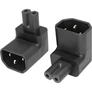 C14 naar C7 Adapter YACSEJAO 90-Degree IEC-320 Stekker C14 naar C7 Jack Rechte Hoek Power Extension Adapter, 2 Stuks.