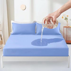 FURNIBELLA - Waterdichte Matrasbeschermer 180x200 cm Hoeslaken Ademend Met Incontinentie Oplegger en Vochtbescherming in Blauw