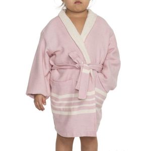 Hamam Kinderbadjas Rose Pink - 4-5 jaar - jongens/meisjes/uniseks - badjas kind / kinderen - badjas kind badstof - zwembadjas - 4-5 jaar - jongens/meisjes/unisex pasvorm - comfortabele sjaalkraag - kinder badjassen - kinder badjas badstof