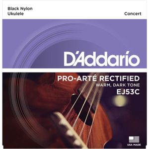 D'Addario Ukulele Strings EJ53C Concert Black Nylon 26-32-36-28 - Snaren