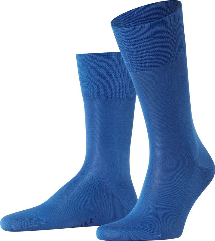 FALKE Tiago eenkleurig fil d'Ecosse katoen sokken heren blauw - maat 39-40
